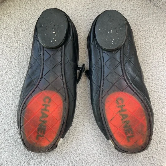 Authentic CHANEL Cambon Maryjane Ballerina Flats Black and White Shoes 36 - Picture 3 of 8